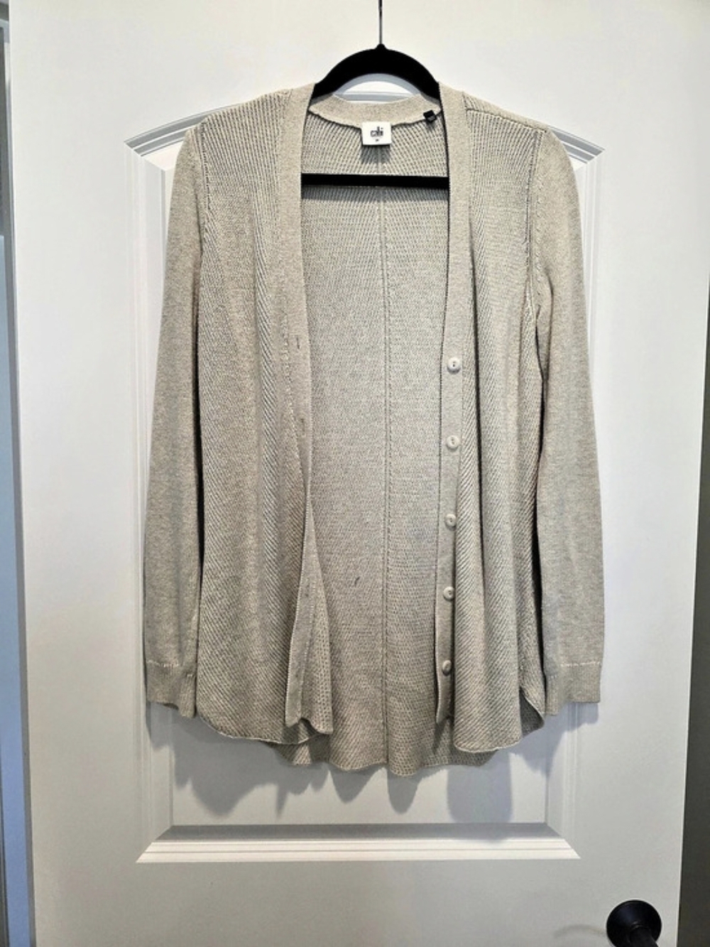 cabi Shirttail Cardigan Knit Button-Front Beige Size Medium